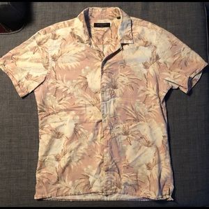 All Saints Floral Print Short Sleeve Button-Down